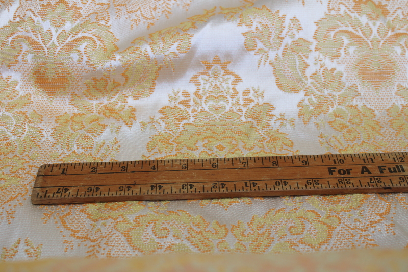photo of 30 YARDS vintage brocade fabric upholstery or drapery material full roll, warm gold w/ ivory satin #2