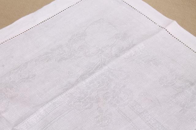 photo of 30+ cotton & linen damask fabric napkins, mismatched vintage table linen, cloth napkin lot #2