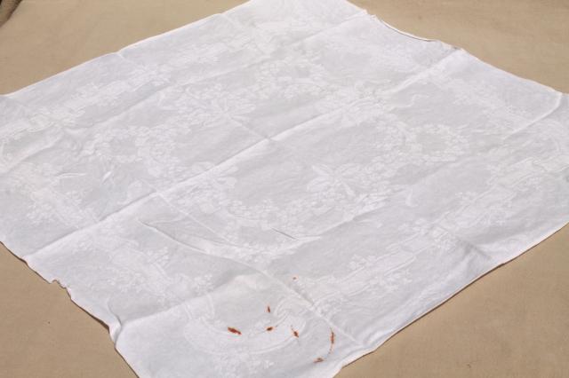 photo of 30+ cotton & linen damask fabric napkins, mismatched vintage table linen, cloth napkin lot #3