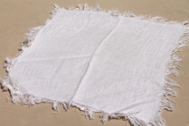 photo of 30+ cotton & linen damask fabric napkins, mismatched vintage table linen, cloth napkin lot #10