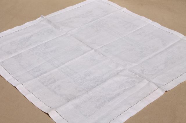 photo of 30+ cotton & linen damask fabric napkins, mismatched vintage table linen, cloth napkin lot #14