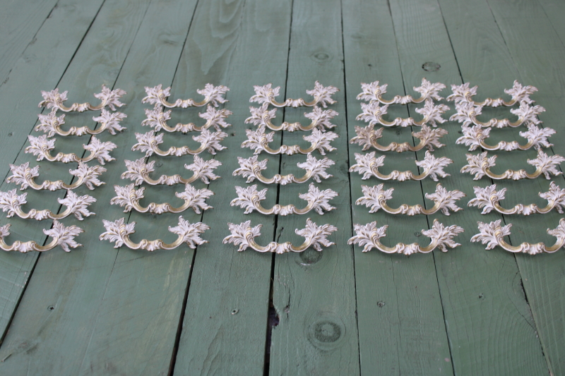photo of 30 vintage drawer pulls, french provincial gold & white ornate rococo cabinet furniture handles, hardware lot  #1