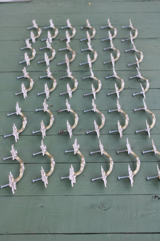photo of 30 vintage drawer pulls, french provincial gold & white ornate rococo cabinet furniture handles, hardware lot  #6