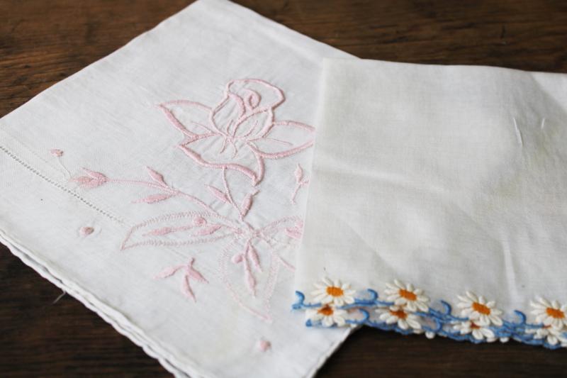 photo of 30 vintage hankies, lot embroidered cotton handkerchiefs Swiss embroidery #3