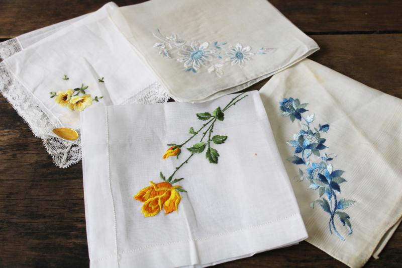 photo of 30 vintage hankies, lot embroidered sheer cotton handkerchiefs Swiss embroidery #6