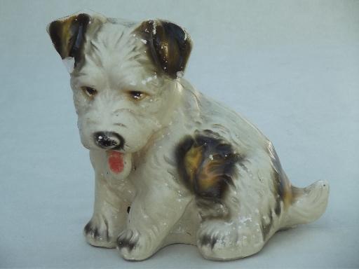 photo of 30s 40s vintage carnival chalkware prize, Scottish terrier  toy dog #1