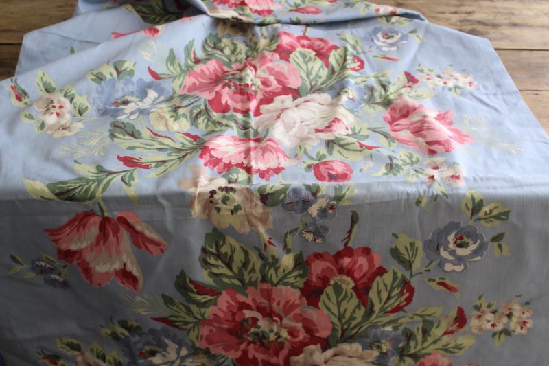 photo of 30s 40s vintage cotton fabric peonies floral print, shabby cottage chic flowers #5