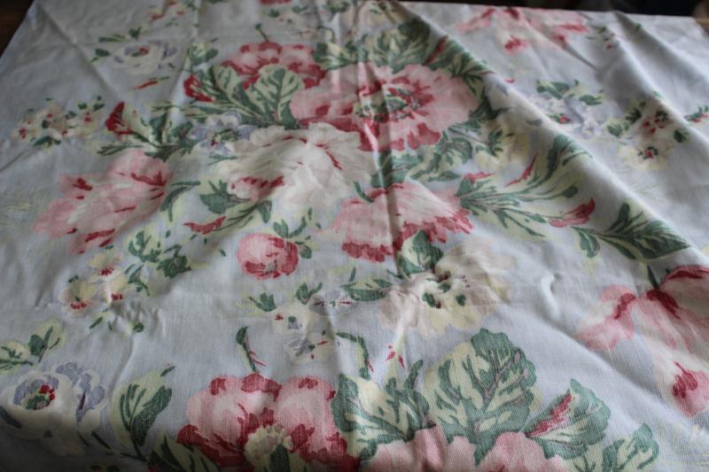 photo of 30s 40s vintage cotton fabric peonies floral print, shabby cottage chic flowers #6