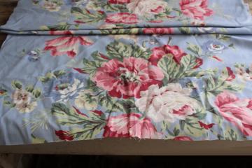 catalog photo of 30s 40s vintage cotton fabric peonies floral print, shabby cottage chic flowers