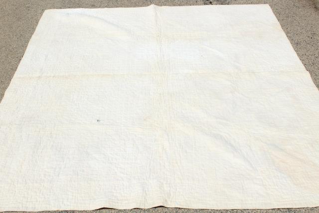 photo of 30s 40s vintage hand stitched patchwork quilt, mustard gold & faded sage #4