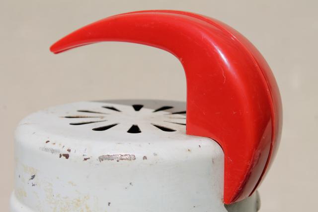 photo of 30s 40s vintage milk glass beater jar w/ red handled Knapp Monarch electric mixer #3