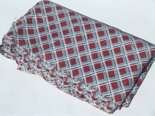 photo of 30s 40s vintage print cotton fabric, 10 yds rust red & teal blue plaid #2