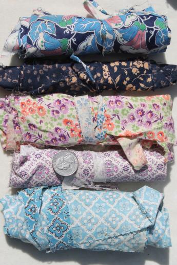 photo of 30s 40s vintage quilting fabric scrap bundles, cotton print scraps fabrics for quilters #2