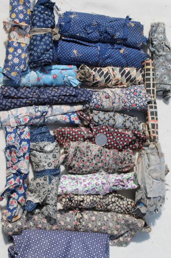 photo of 30s 40s vintage quilting fabric scrap bundles, cotton print scraps fabrics for quilters #7