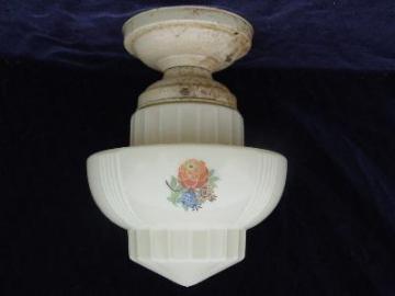 catalog photo of 30's art deco flowered glass shade, original fixture