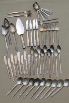 catalog photo of 30s art deco vintage silverware, Prestige silver plate flatware lot Oneida Grenoble