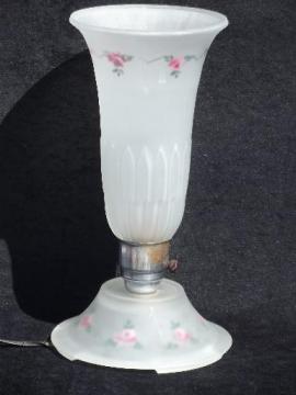 catalog photo of 30s art deco vintage torchiere shade boudoir lamp, painted satin glass