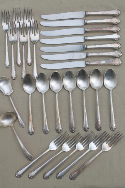 photo of 30s vintage Gorham Cavalier silverplate flatware, 1937 patent date silverware lot #1