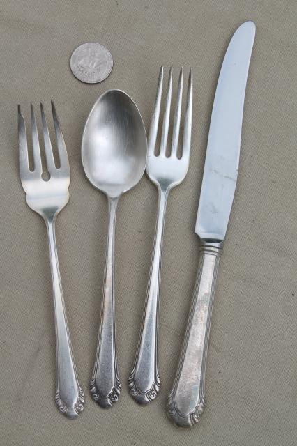 photo of 30s vintage Gorham Cavalier silverplate flatware, 1937 patent date silverware lot #2