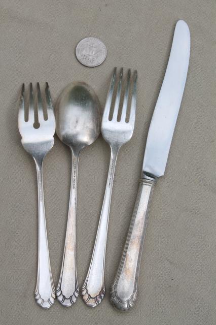 photo of 30s vintage Gorham Cavalier silverplate flatware, 1937 patent date silverware lot #3