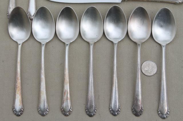 photo of 30s vintage Gorham Cavalier silverplate flatware, 1937 patent date silverware lot #5