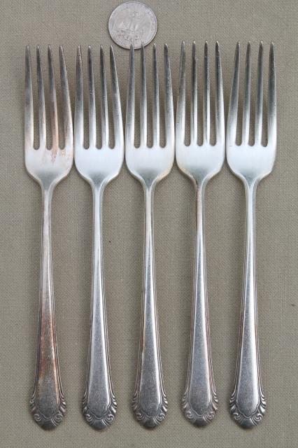 photo of 30s vintage Gorham Cavalier silverplate flatware, 1937 patent date silverware lot #7