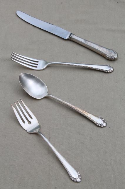 photo of 30s vintage Gorham Cavalier silverplate flatware, 1937 patent date silverware lot #12