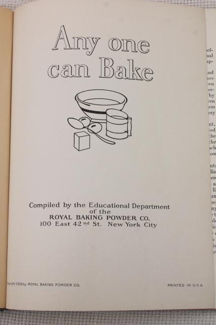 photo of 30s vintage cookbook w/ color illustrations, baking recipe book Anyone Can Bake dated 1930 #4