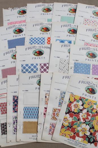 photo of 30s vintage fabric sample book, Fruit of the Loom cotton print fabric swatches catalog  #1