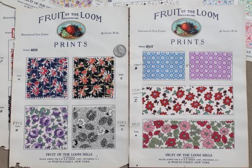 photo of 30s vintage fabric sample book, Fruit of the Loom cotton print fabric swatches catalog  #5