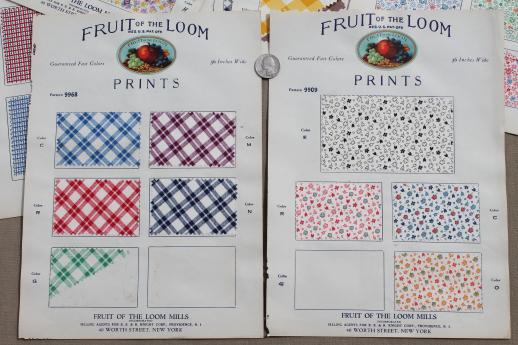 photo of 30s vintage fabric sample book, Fruit of the Loom cotton print fabric swatches catalog  #6