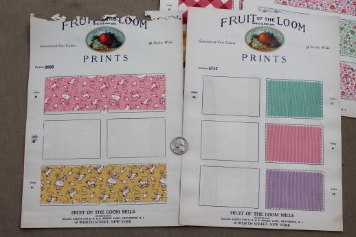 photo of 30s vintage fabric sample book, Fruit of the Loom cotton print fabric swatches catalog  #9