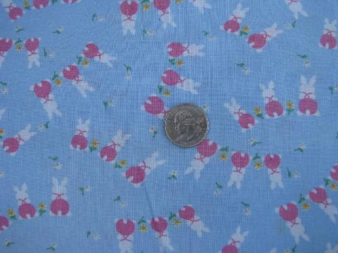 photo of 36'' wide vintage cotton fabric, baby bunnies / spring flowers for Easter #1