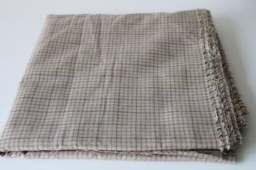catalog photo of 4+ yards vintage cotton fabric shirt or dress weight muted tan plaid green, blue, lavender 