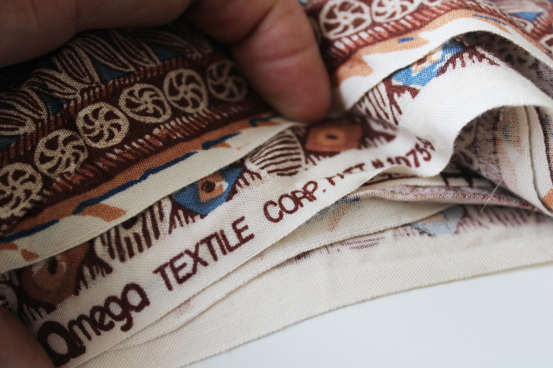 photo of 4+ yards print rayon fabric blues & browns tribal ethnic patterned stripes #4