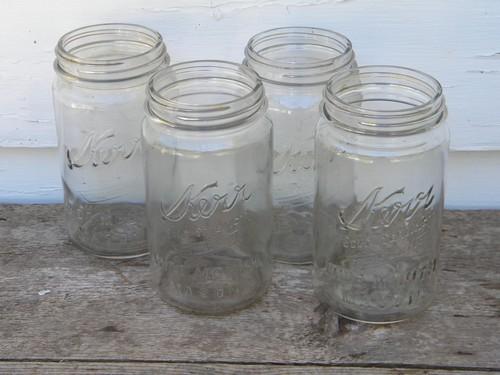 photo of 4 vintage 1 qt Kerr Self-Sealing Mason wide mouth canning jars, lot #2 #1