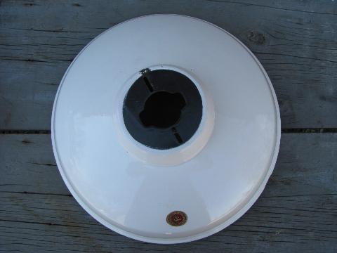 photo of 4 vintage Appleton industrial white enamel barn or shop light shades w/black rims #3