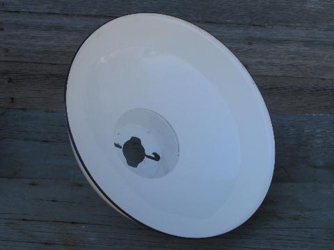 photo of 4 vintage Appleton industrial white enamel barn or shop light shades w/black rims #4