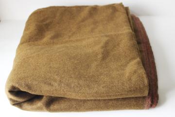 catalog photo of 4 yards 58 wide army green wool fabric, olive drab color nice thick vintage fabric all wool 