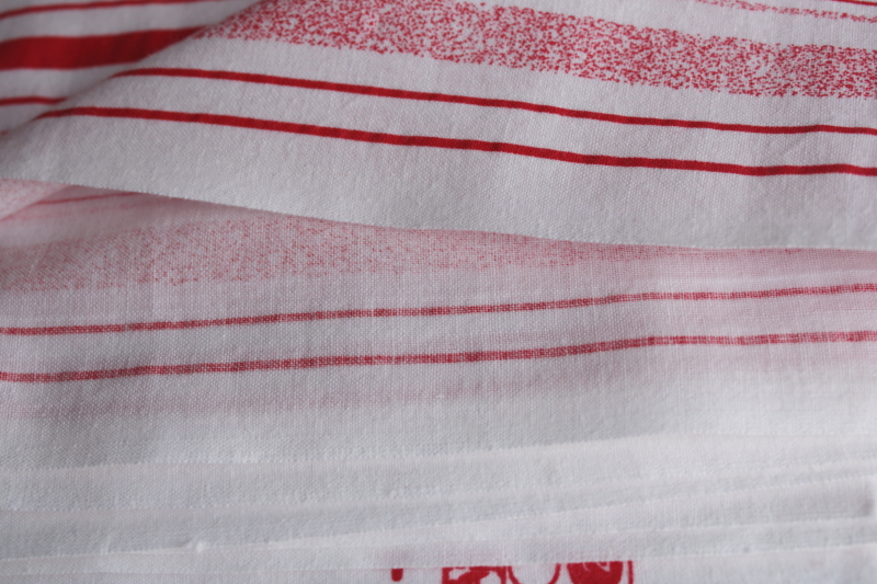 photo of 4 yards vintage peppermint stripe red and white print cotton fabric quilting weight  #3