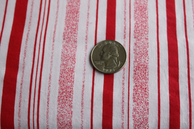 photo of 4 yards vintage peppermint stripe red and white print cotton fabric quilting weight  #4