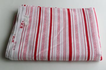 4 yards vintage peppermint stripe red and white print cotton fabric quilting weight 