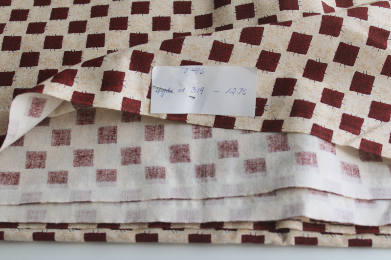 photo of 4 yds cotton quilt fabric, primitive patches checkerboard patchwork print Springs One Heart One Mind  #3