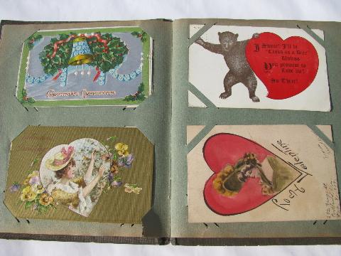 photo of 40+ Holiday & Christmas postcards in antique album, vintage 1908 #5