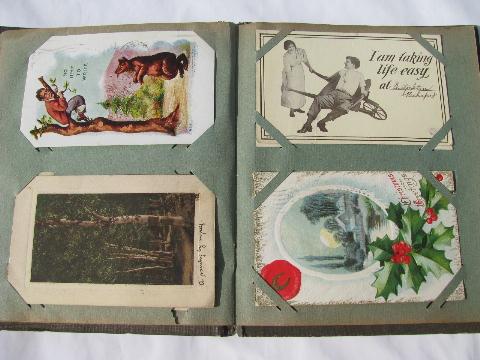 photo of 40+ Holiday & Christmas postcards in antique album, vintage 1908 #9