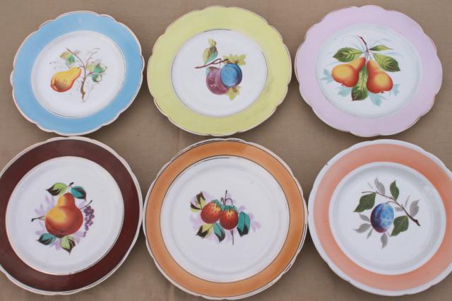 photo of 40+ antique china plates w/ hand painted fruit, shabby chic rustic wedding vintage dishes  #3