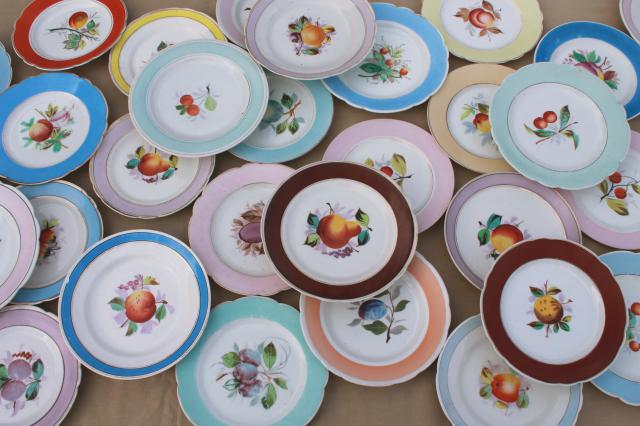 photo of 40+ antique china plates w/ hand painted fruit, shabby chic rustic wedding vintage dishes  #7