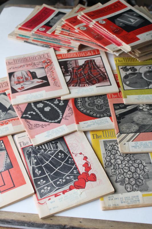 photo of 40+ back issues Workbasket magazines, 1950s early 60s vintage needlework patterns #1