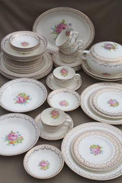 catalog photo of 40s 50s vintage American Home dinnerware dishes set, Carmen cottage floral china