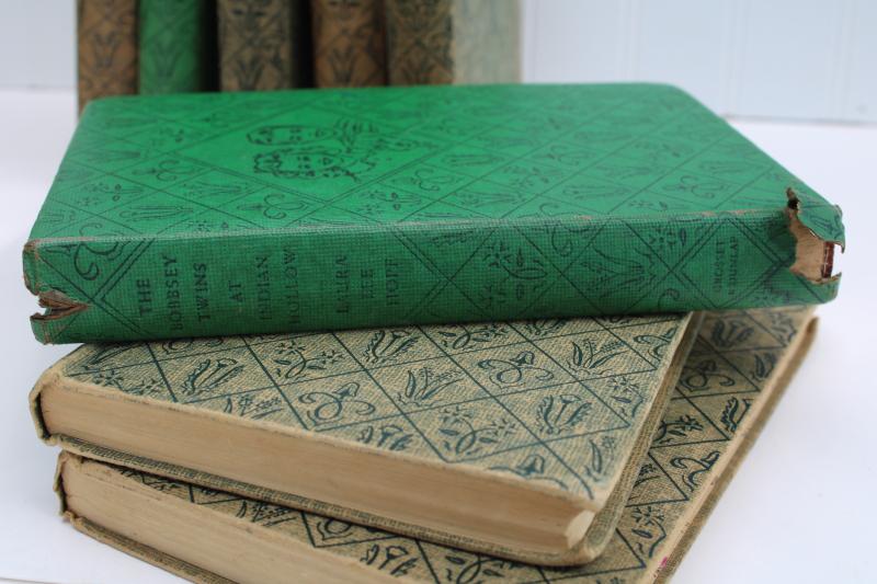 photo of 40s 50s vintage Bobbsey Twins books green covers Great West Mexico Indian Hollow etc. #9